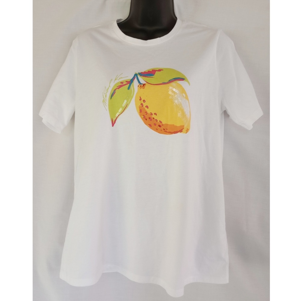 Michael Kors White Tee with Yellow Fruit Design